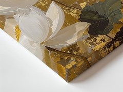 White Flowers Serene Golden Canvas Lotus Elegance Refined Sacred Calm Wall Art