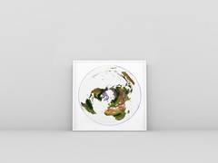 World Map, WGS 1984 Grid North Projection World Map, Framed World Relief Map