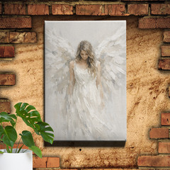 White Floral Bouquet Canvas Painting Elegant Wood Framed Wall Art