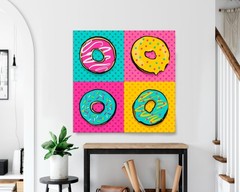 Andy Warhol Style Canvas Wall Art – Bright Donut Pop Art Modern Canvas Print.