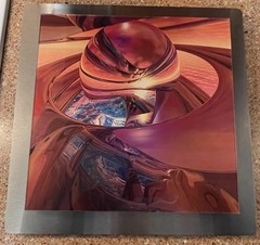 Abstract Metal Hanging Wall Art Set Of 3 Colorful Swirls 15x15x2. Very Nice.