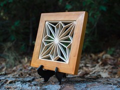 Small Kumiko Wall Art Panel | Home Decor Geometric | Maple Cherry Walnut Oak