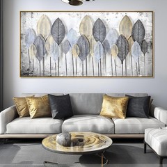 Gold Leaf Canvas Wall Art 20×40 Inch – Black White Abstract Nature Landscape …