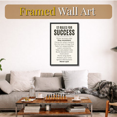 12 Rules for Success Poster Framed 11×17 Motivational Wall Art Inspirational