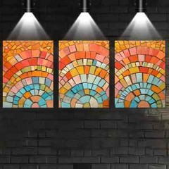 3pcs Charming Colorful Abstract Color Blocks Wall Art Canvas Framed 50x70cm