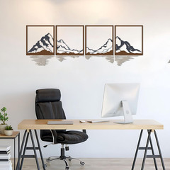 4 Pcs Metal Mountain Wall Art Decor Sculpture Living Room Bedroom Office Indoor