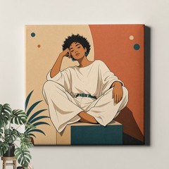 Seated Figure Color Block Art Print Minimalist Modern Illustration