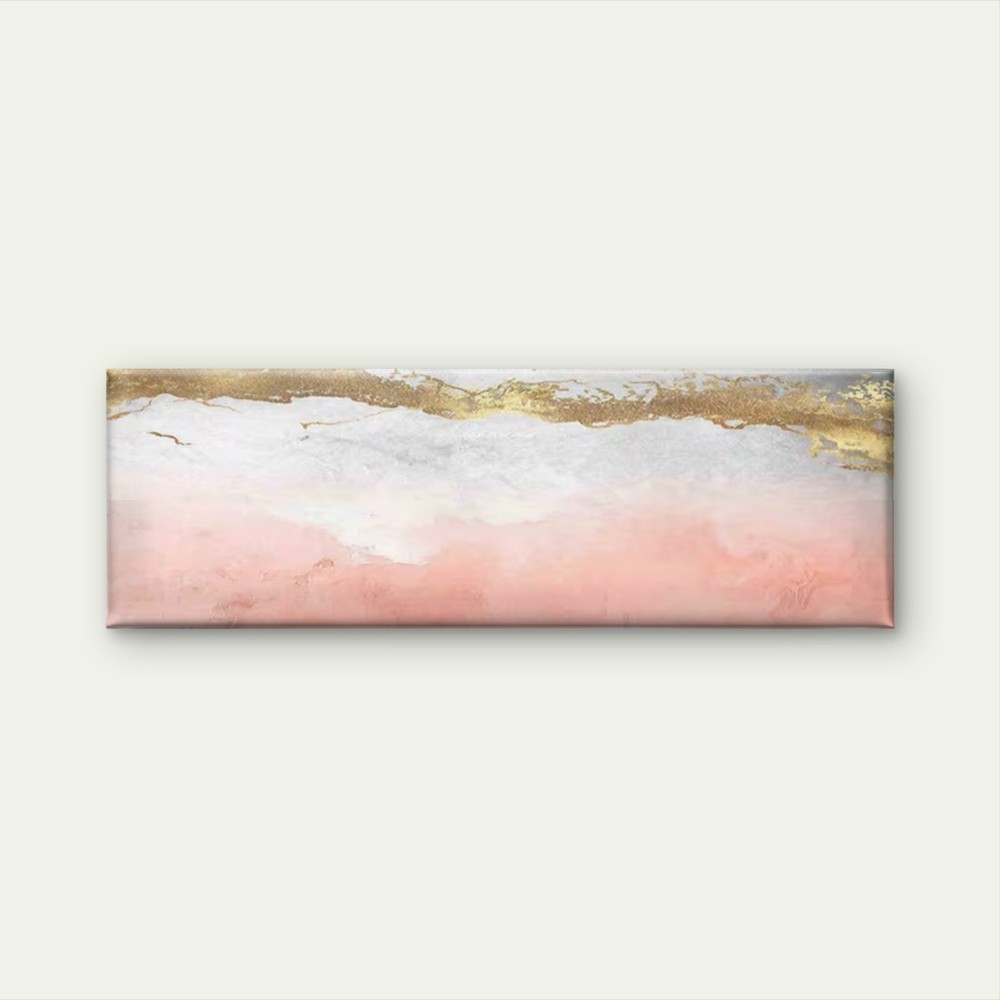 Panoramic Abstract Pink Grey Golden Brown Canvas Print Wall Art Home Decor