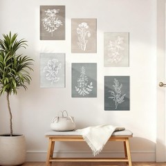 Neutral Botanical Plant Canvas 6 Pieces Rustic Farmhouse Wall Art Living Room