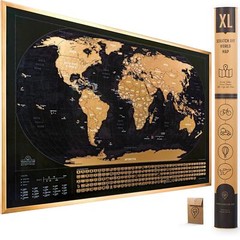 XL Scratch Off Map of The World with Flags 36 x 24 Easy to Frame Scratch Off