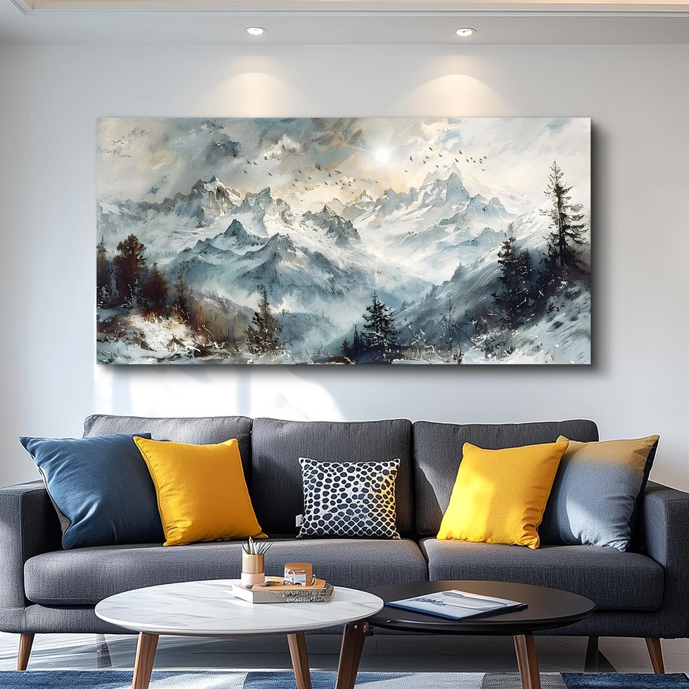 Large Wall Art For Living Room Canvas Wall Decor For Office Abstract Mountain…