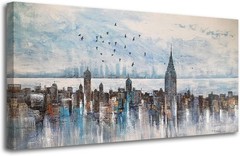Modern Grey Cityscape Painting for Home Decor