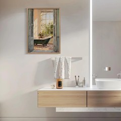 Framed Vintage Canvas Wall Art Print Classical Bathroom Bathtub Poster Flowers G