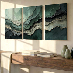 3 Pieces Abstract Geometric Layers Large Wall Art Set for Bedroom Set Of 3
