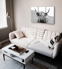High-Resolution Highland Cow Canvas Art 3 Piece 24×36″ Western Living Room