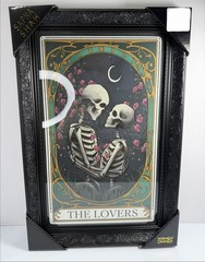 Sapna Shah The Lovers Skeleton Tarot Framed Wall Art Black Ornate Frame New