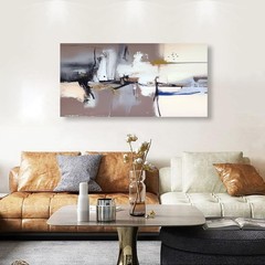 Neutral Abstract Canvas Wall Art 40×20 Inches Framed Beige Brown Black Textur…