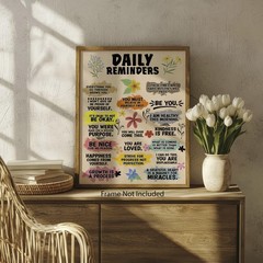 Positive Daily Reminders Poster – Inspirational Wall Art – Positive Quotes Wa…