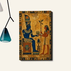 Ancient Egyptian Poster Print Two Seated Figures Wall Painting