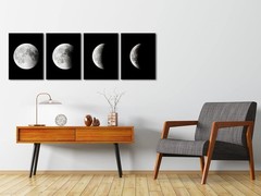 Stylish 4-Panel Black and White Abstract Canvas Paintings for Interior Design