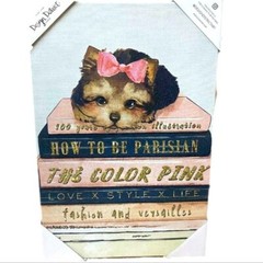 YORKIE Canvas 18”x12” Bow Fashion Pink Wall Art Books Design Decor Dog Bow Home