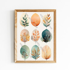 Branches Doodle Watercolor Printable, Artwork, Digital Download Wall Decoration