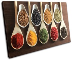 Spices Indian Food Kitchen SINGLE CANVAS WALL ART Picture Print VA