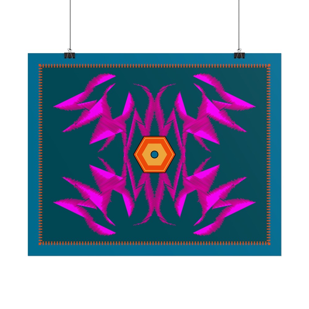 Geometric Floral Mandala Rolled Poster | Pink Teal Wall Art