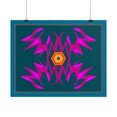 Geometric Floral Mandala Rolled Poster | Pink Teal Wall Art