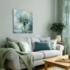 Framed Eucalyptus Flower Glass Vase Wall Art, Modern Eucalyptus in Glass Wall…