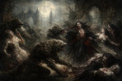 Creepy Art Print Vampires Vs Werewolves Gothic Horror Painting 13×19 Poster