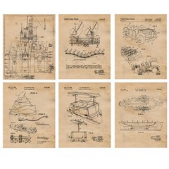 Classic Disney Theme Park Rides V6 Patent Prints 6 (8×10) for Home Work Office