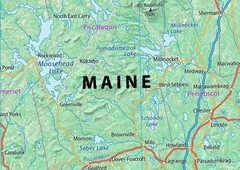 Maine Physical Map – 23.3 x 16.5 inches – Paper Laminated