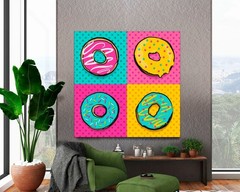 Andy Warhol Style Canvas Wall Art – Bright Donut Pop Art Modern Canvas Print.