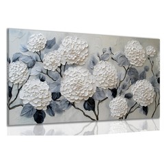 White Floral Canvas Wall Art for Bedroom Large Botanical Landscape Modern Art…