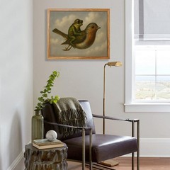 Funny Frog Riding Bird 08×10 inch Framed Modern Nature Wall Art Cute Whimsica…