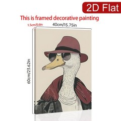Framed Canvas Cool Gentleman Duck Retro Portrait 2D Flat Home Wall Decor Gift