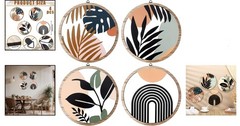 Set of 4 Elegant Boho Wooden Wall Art – Geometric Hanging Decor (10 Inch)