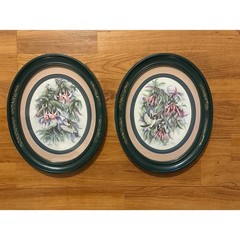 Home Interior Vintage Oval Framed Hummingbird & Honeysuckle Don Kent Set 1994
