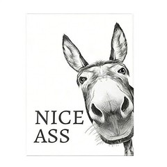 Donkey In Bathroom Wall Art Nice Ass Framed Picture Funny Restroom Decor