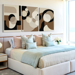 3 Pieces Geometric Abstract Neutral Tones Large Wall Art for Living Set Of 3