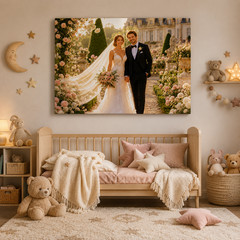 Personalized Wedding Photo Canvas Print Bride Groom Wall Art Anniversary Gift
