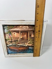 LED lighted Canvas Wall or Tabletop Picture Art The Marina. Battery Powered