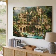 Canvas Wall Art Fantasy Architecture Lush Cityscape Built Side Characterized
