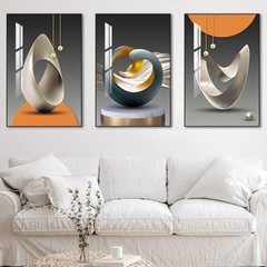 MPLONG Abstract Modern Wall Art 3 Panels 20×28 White Blue Grey