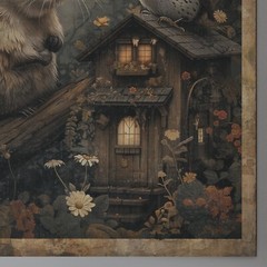 BEAVER WOODPECKER Woodworking Wall Art, Animal Friend Teamwork Botanical Poster