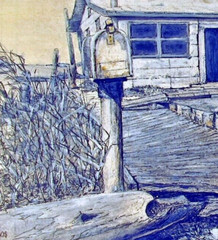 SHACK ON BAY 8″x10″ Print & Card, Pen Ink Art by Seller/Shack on Barnegat Bay NJ