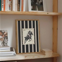 Vintage Western Cowboy Wall Art Black and White Striped 16″L x 12″W, D