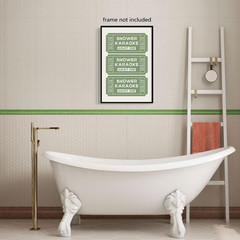 Sage Green Shower Karaoke Wall Art, Trendy Admit One Ticket Canvas Poster, Funny
