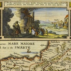 Ancient Old 1648 Decorative Bible Map; 100% Cotton Canvas Magnetic Wooden Hanger